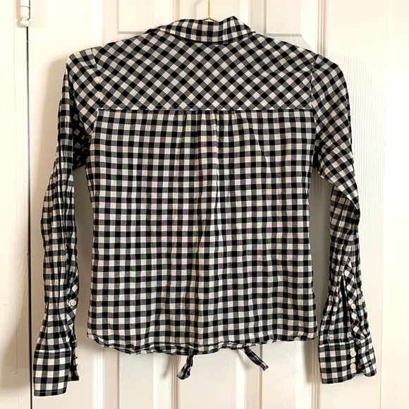 J. Crew black & white gingham tie front button down shirt, size XXS - Picture 5 of 5